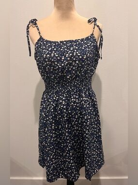 Navy Ditsy Floral Tie-Shoulder Sundress